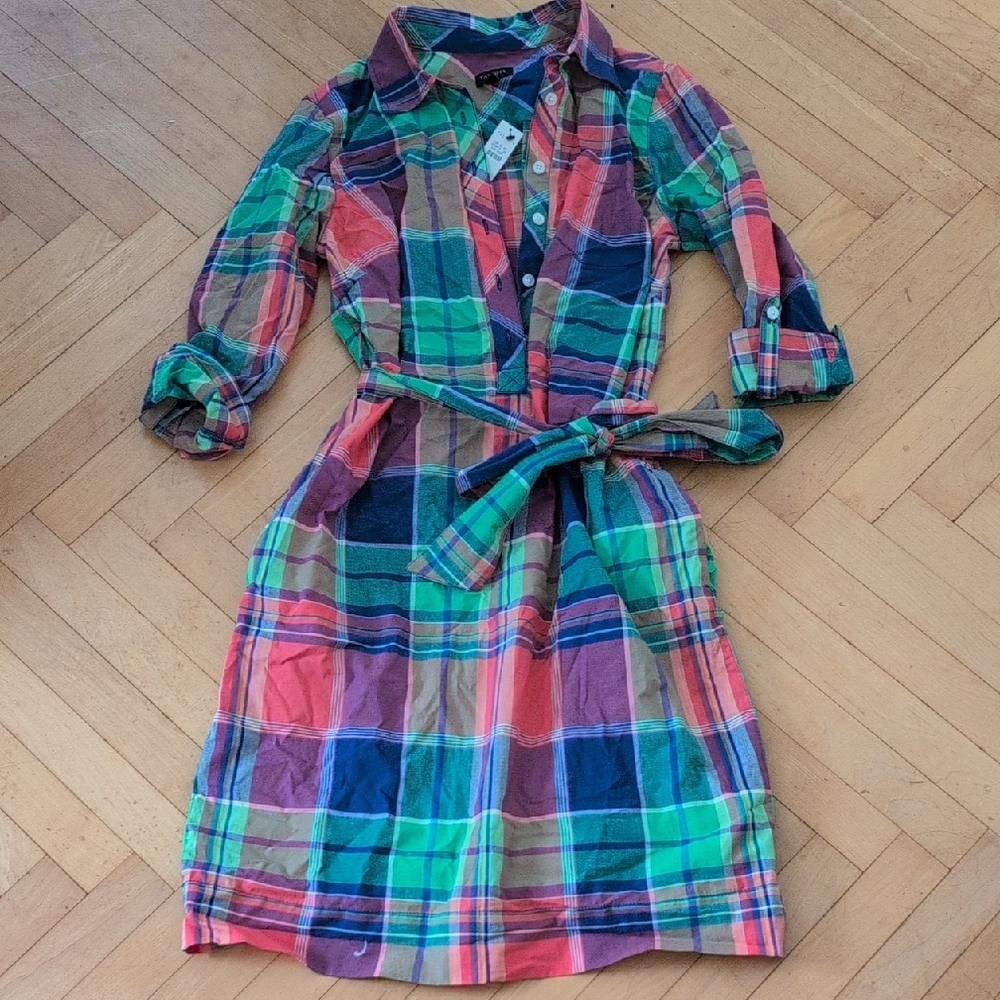 Talbots Multicolor Plaid Shirt Dress